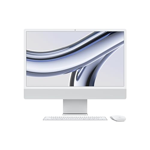 Apple 2023 iMac All-in-One Desktop Computer with M3 chip: 8-core CPU, 10-core GPU, 24-inch Retina Display, 8GB Unified Memory, 256GB SSD Storage, Matching Accessories. Works with iPhone/iPad; Silver