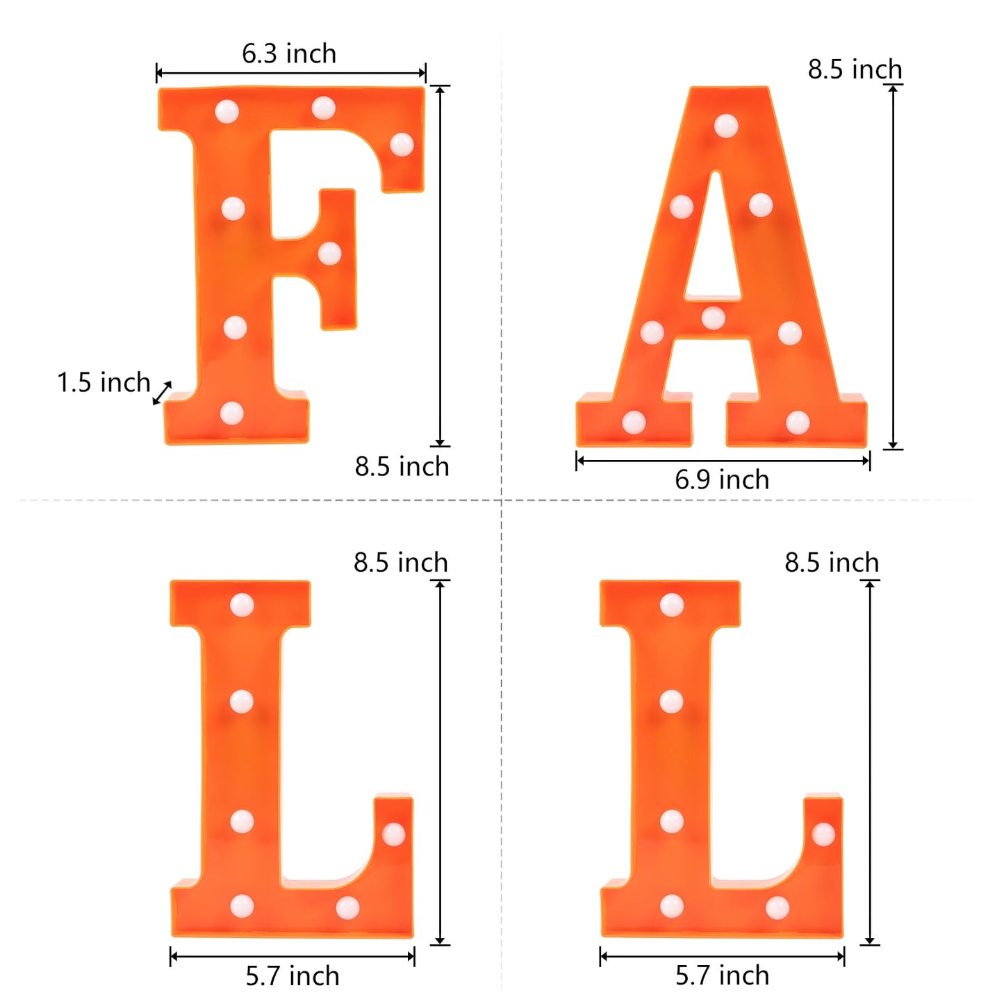 FestalMart Fall Decor-Fall Decorations for Home-4 LED Marquee Light Up Letters "FALL" for Home Thanksgiving Autumn Fireplace Tabletop Party Indoor Decor