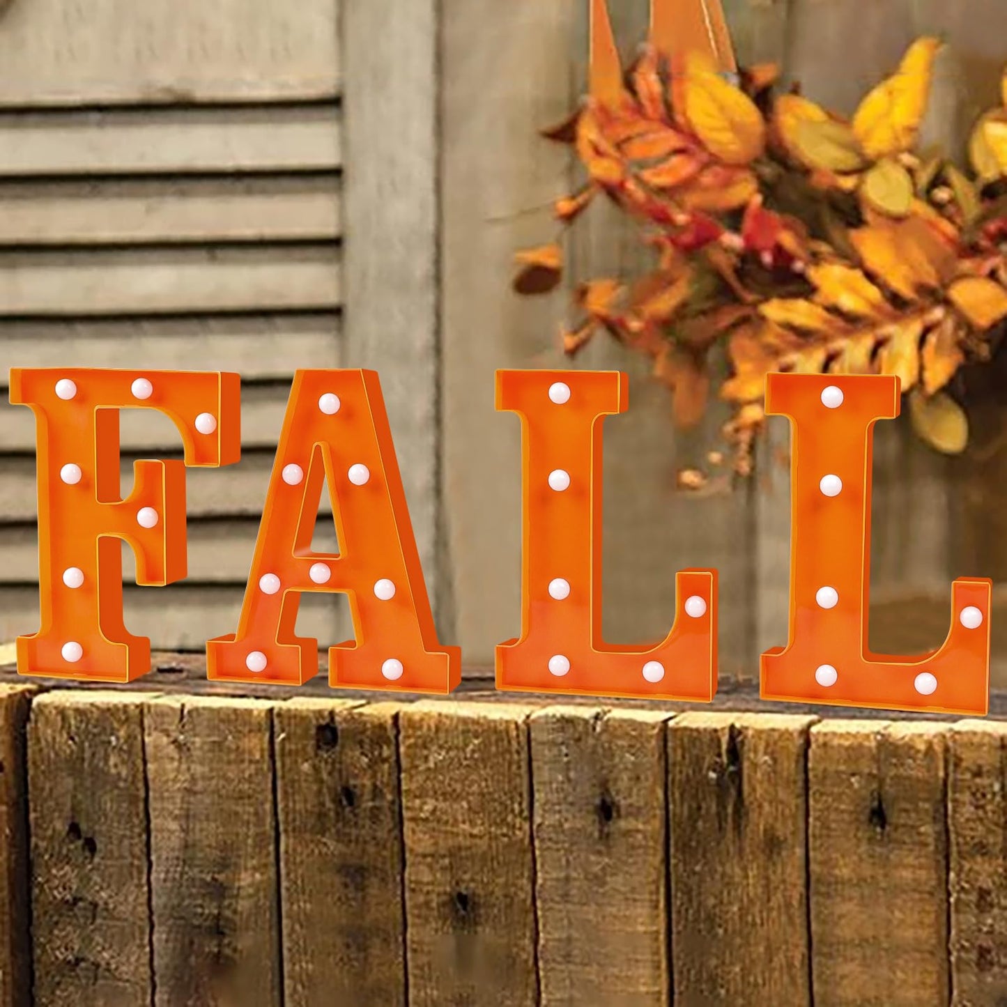 FestalMart Fall Decor-Fall Decorations for Home-4 LED Marquee Light Up Letters "FALL" for Home Thanksgiving Autumn Fireplace Tabletop Party Indoor Decor