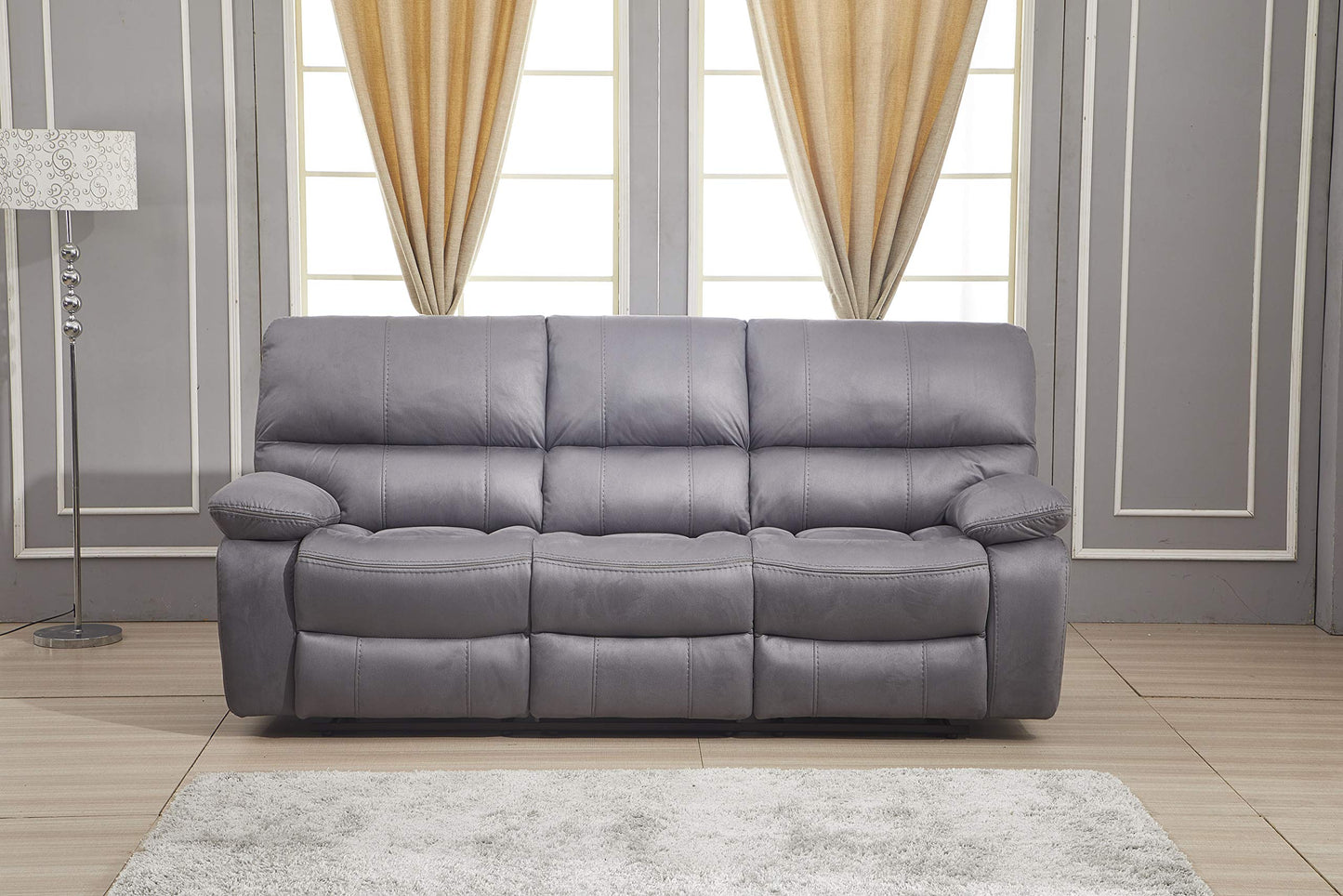 Gray Microfiber Reclining Sofa