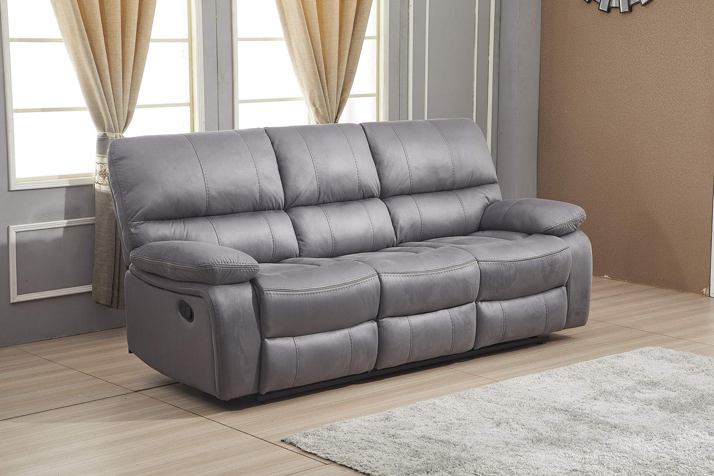 Gray Microfiber Reclining Sofa